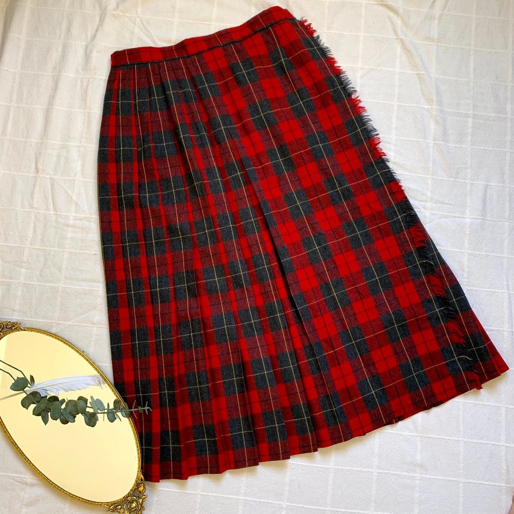 Vintage Tartan Wool Wrap Skirt
